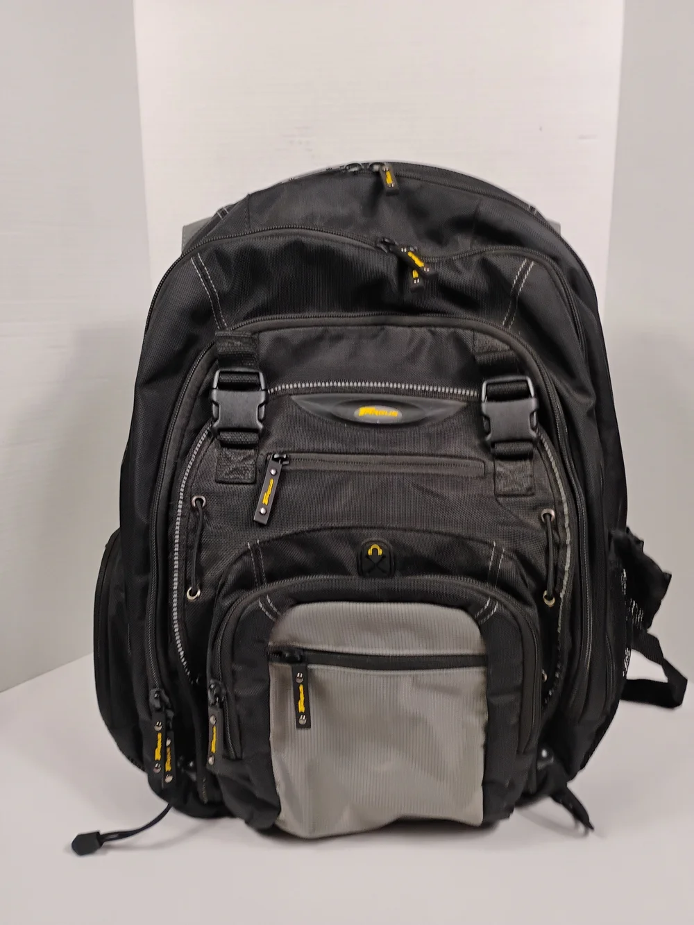 Black and Gray Men's Tech Backpack - Unbranded